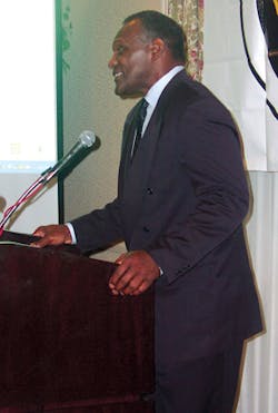 Harry Carson provided football anecdotes and motivation. Harry Carson provided football anecdotes and motivation.