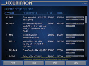 Parts schedule window.