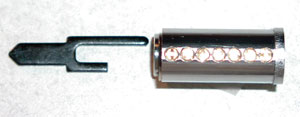 Knob lock tailpiece with shortened end to bypass sidebar.