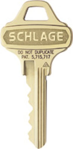 The patent protected Schlage Everest key.