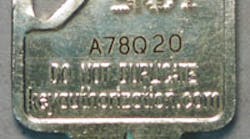 Unique serial number is printed on each Dorma key.