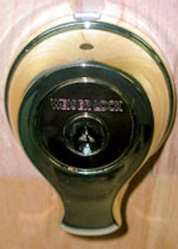 Deadbolt made by Weiser. The key cylinder is used only as a backup.