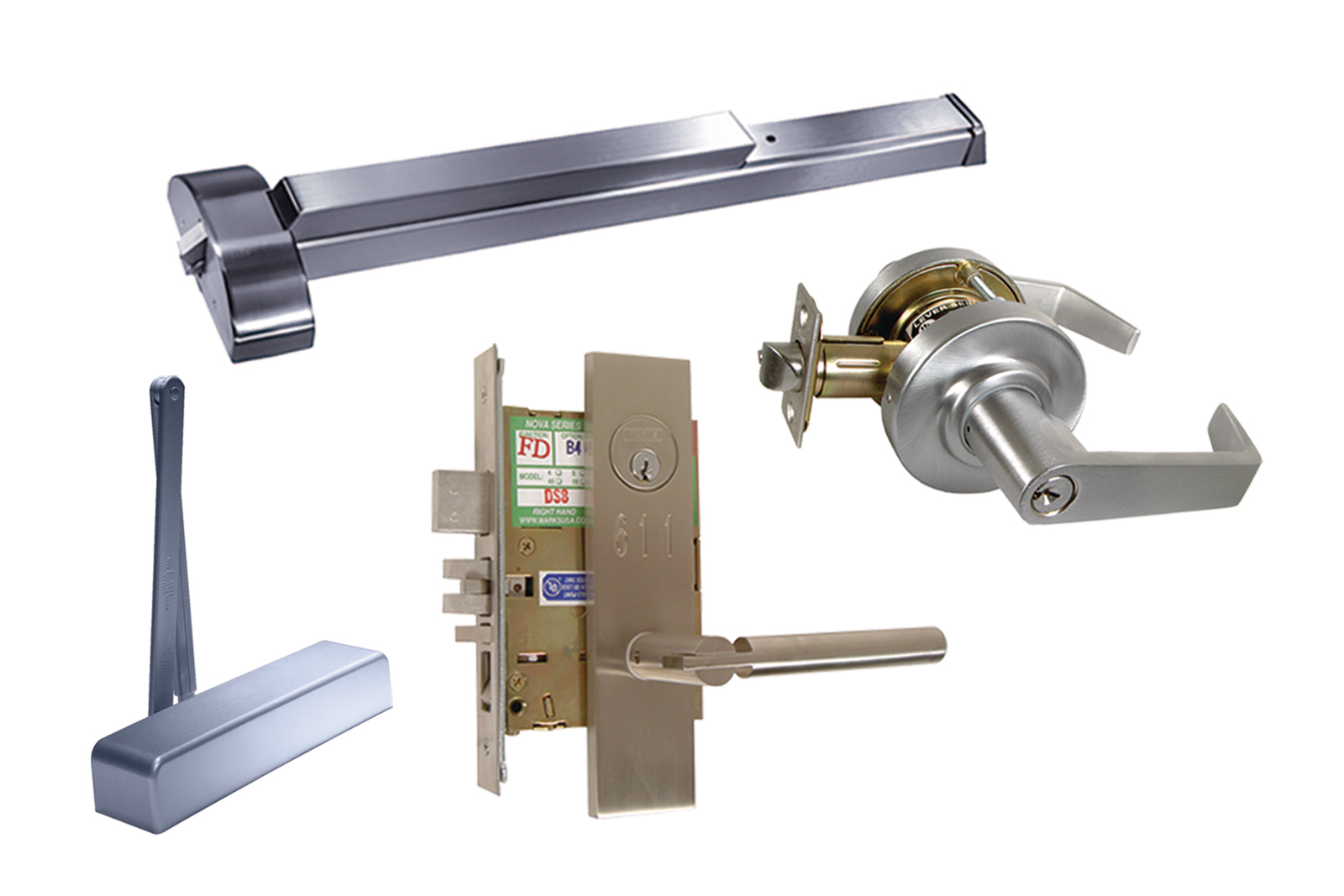 Additional products include door closers, custom hardware and exit hardware