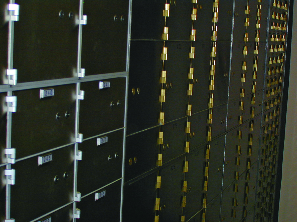 1. Nest of safe deposit boxes