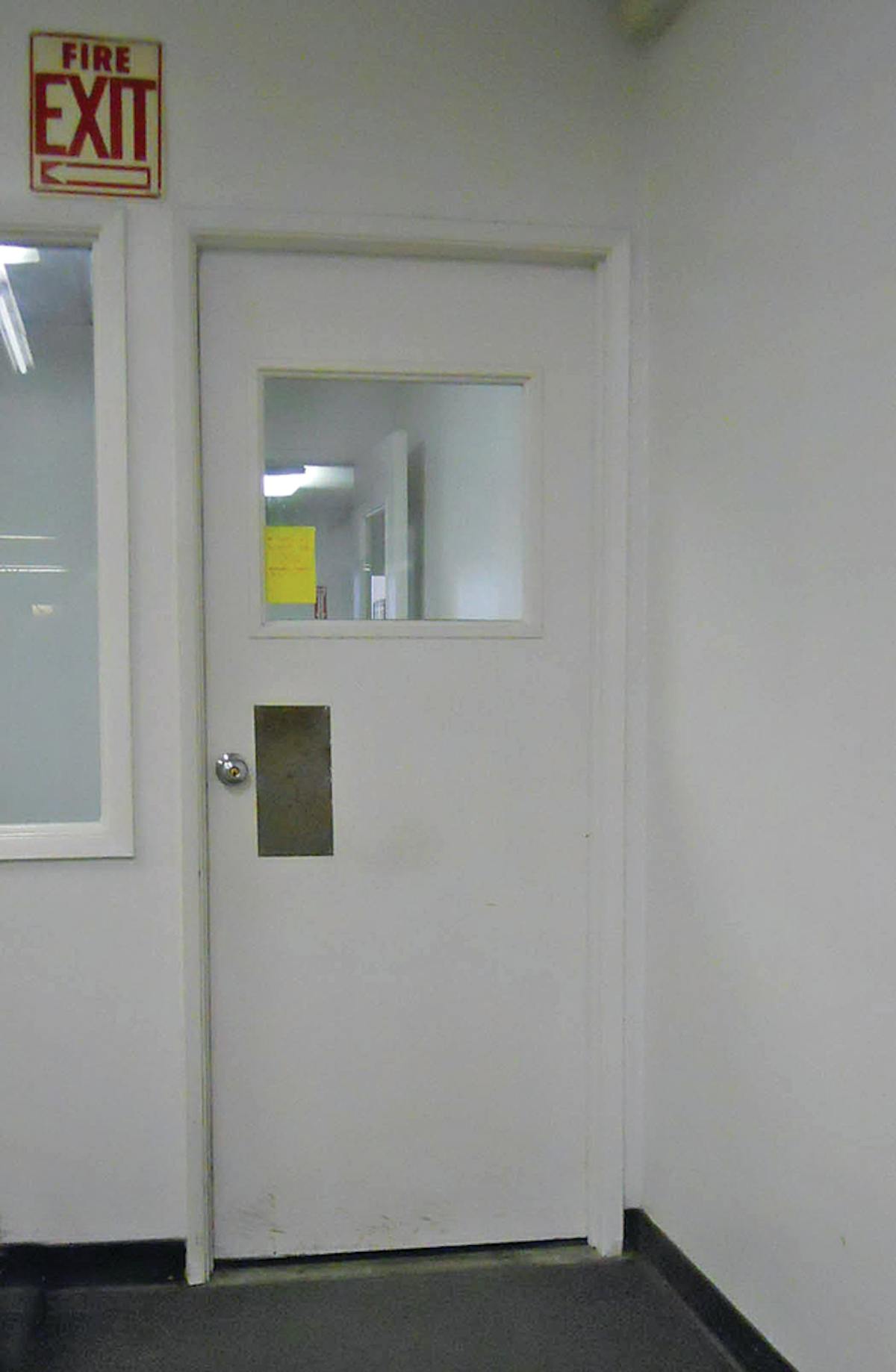 Rear side of door