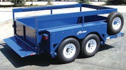 Air-Tow trailer fully dressed with E-rails, removable tailgate and spare tire. Air-Tow trailer fully dressed with E-rails, removable tailgate and spare tire.