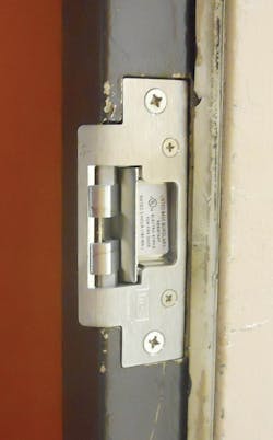 'No Cut' Electric Strike Installed 'No Cut' Electric Strike Installed