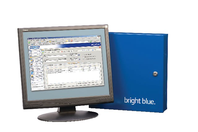 bright blue enclosure and monitor