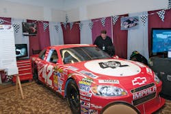 NASCAR vehicle on display at IDN Michigan trade show