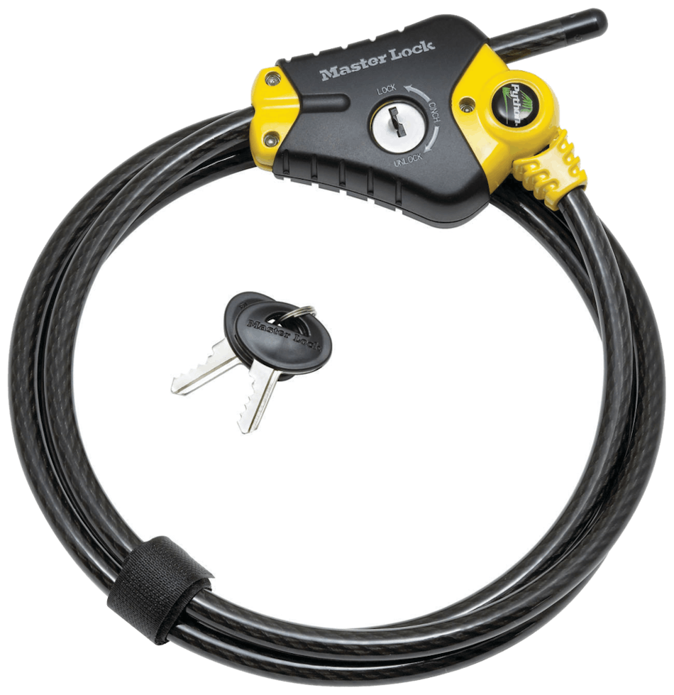 8400 series adjustable cable locks incorporate Python rekeying system.