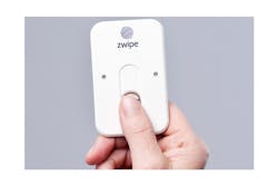 The Zwipe biometric card combines a contactless smart card credential with an on-card fingerprint scanner. The Zwipe biometric card combines a contactless smart card credential with an on-card fingerprint scanner.