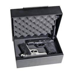 Example of a handgun safe, securely storing two guns Example of a handgun safe, securely storing two guns