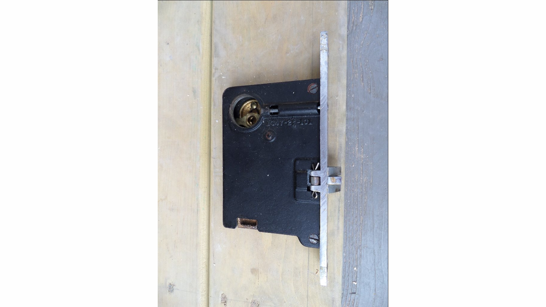 Photo 1. This Corbin lockset had been in the old door for over 40 years