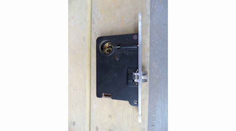 Photo 1. This Corbin lockset had been in the old door for over 40 years
