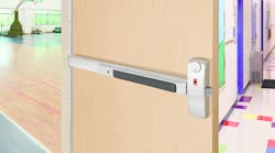 Sargent 80 Series rim exit device (with lock/unlock indicator) offers an easy way to lock the outside trim from the inside without opening the door and putting people in harm&apos;s way
