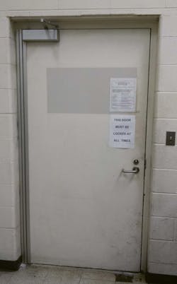 Photo 6. Bulky door now centered in frame with new continuous hinge Photo 6. Bulky door now centered in frame with new continuous hinge