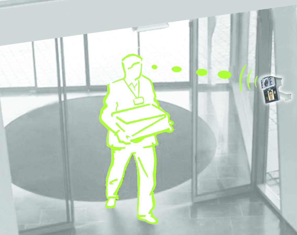 Face readers on doors mean hands-free door access