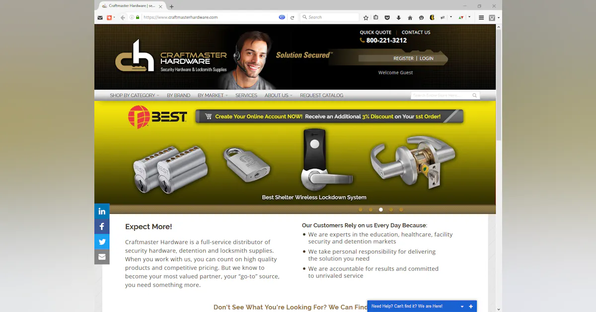 Craftmaster Hardware Releases New B2B Website Locksmith Ledger
