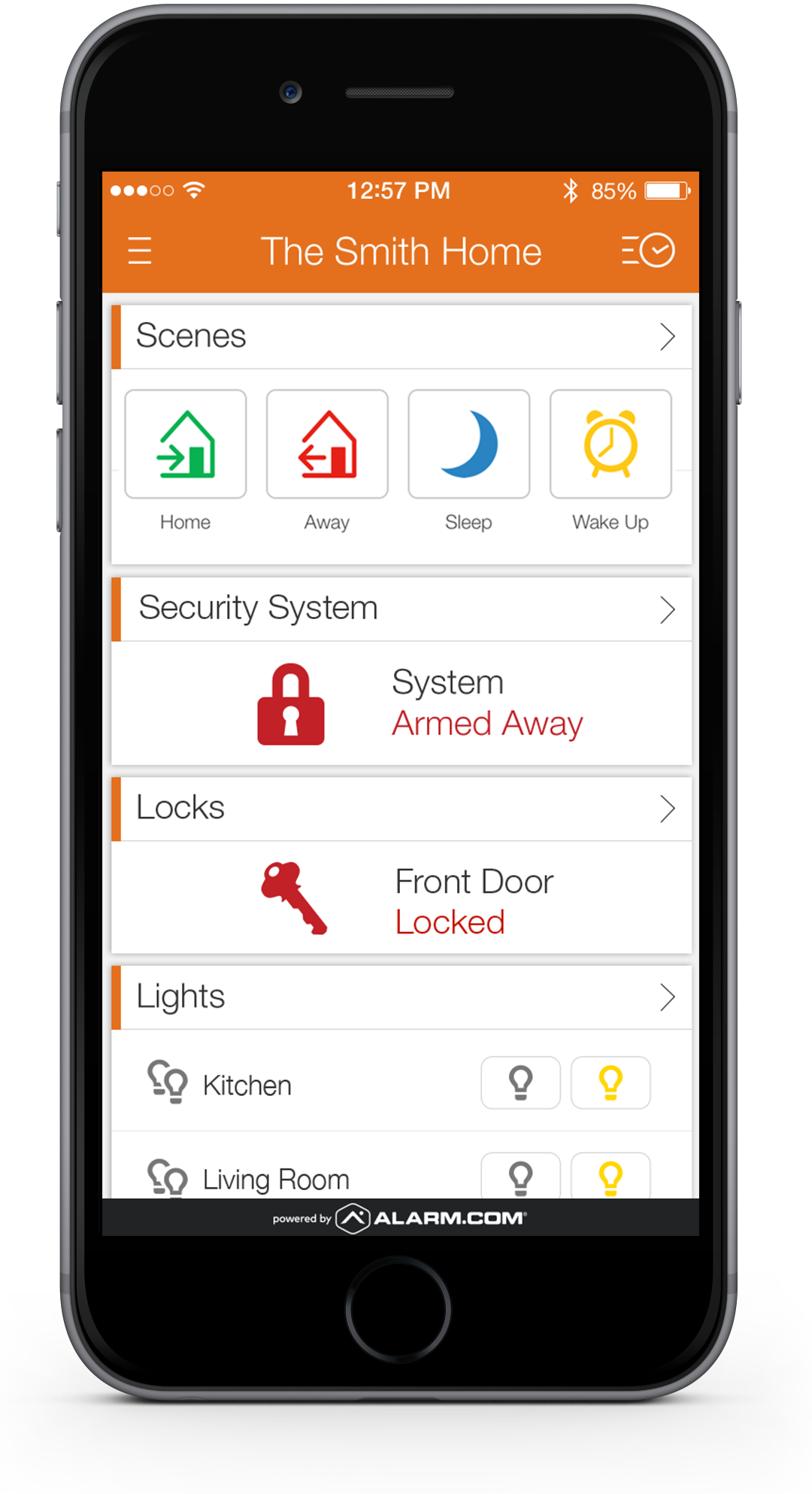 Home automation via Alarm.com app