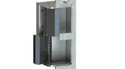 Trine 4100 strike with Schlage faceplate
