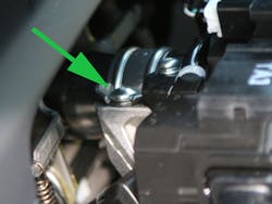 Photo 1. Honda / Acura ignition locks are secured to the steering column with 2 shear-head bolts