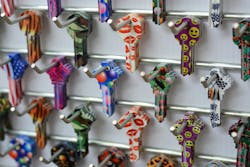 Decorative key blanks, wall-mounted display Decorative key blanks, wall-mounted display