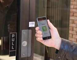 Scan Pass provides smartphone access without card readers, cards, fobs, door controllers and wiring. The technician simply installs a bar code sticker on the outside of each door