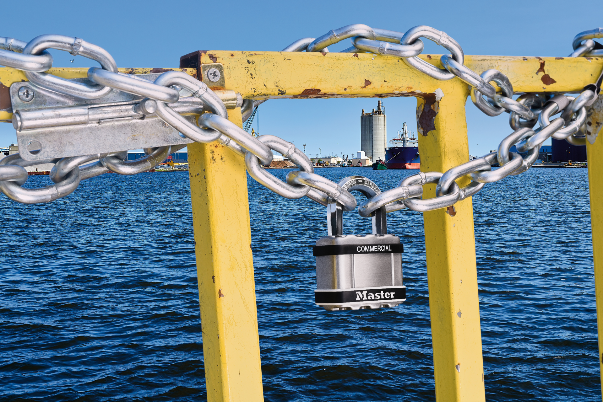 Master Lock commercial Magnum padlock in harsh marina environment