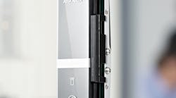 The Adams Rite&circledR; G100 wireless digital glass lock for all-glass openings