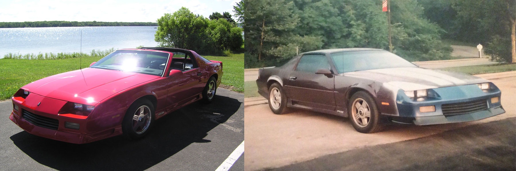 Photo 1. A nice 92 Camaro on the left and on the right, one that is not so nice.