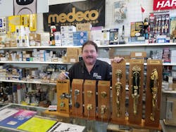 In-store merchandise is a crucial component to Larry Schwalb's three-store business in and near Philadelphia. 'If you’re really going to sell high-security products, real security solutions, customers want to know when they come Saturday morning for a key, you’ll be there.' In-store merchandise is a crucial component to Larry Schwalb's three-store business in and near Philadelphia. 'If you’re really going to sell high-security products, real security solutions, customers want to know when they come Saturday morning for a key, you’ll be there.'