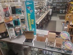 Casey Lock & Key arranges point-of-purchase items and displays on its Bentonville, Arkansas, shop counter. Casey Lock & Key arranges point-of-purchase items and displays on its Bentonville, Arkansas, shop counter.