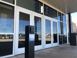 A communication system at the main entrance enables visitors to reach tenants for access. A communication system at the main entrance enables visitors to reach tenants for access.