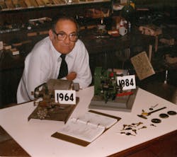Frank Agius with his #2 prototype and the 1984 version