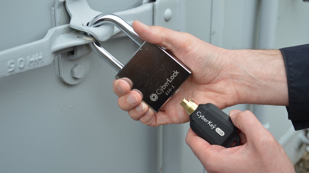 CyberLock padlock and smart key
