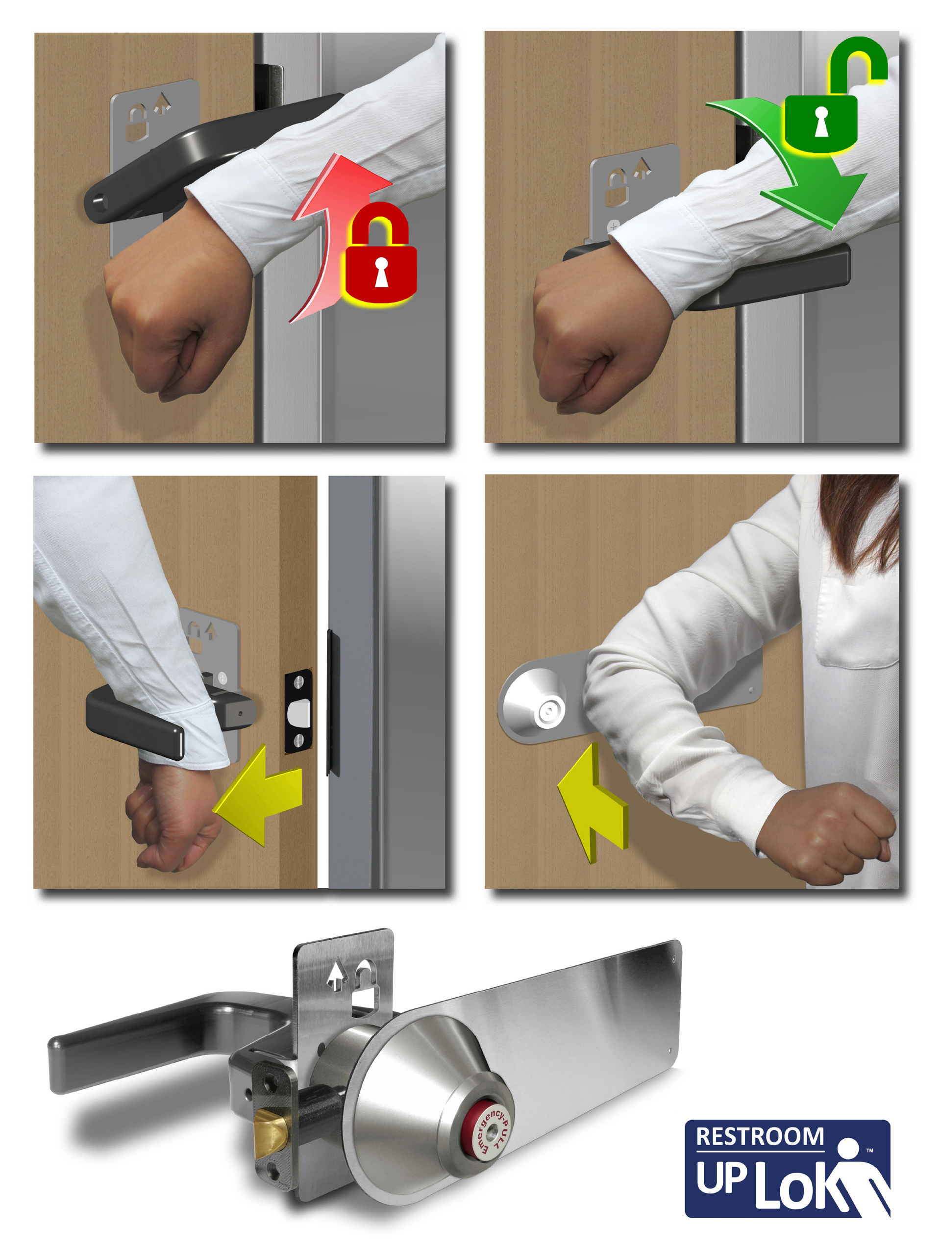 Hands-free restroom access with the Restroom UP LoK