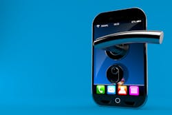 Unlocking a door is increasingly handled through a phone. Unlocking a door is increasingly handled through a phone.