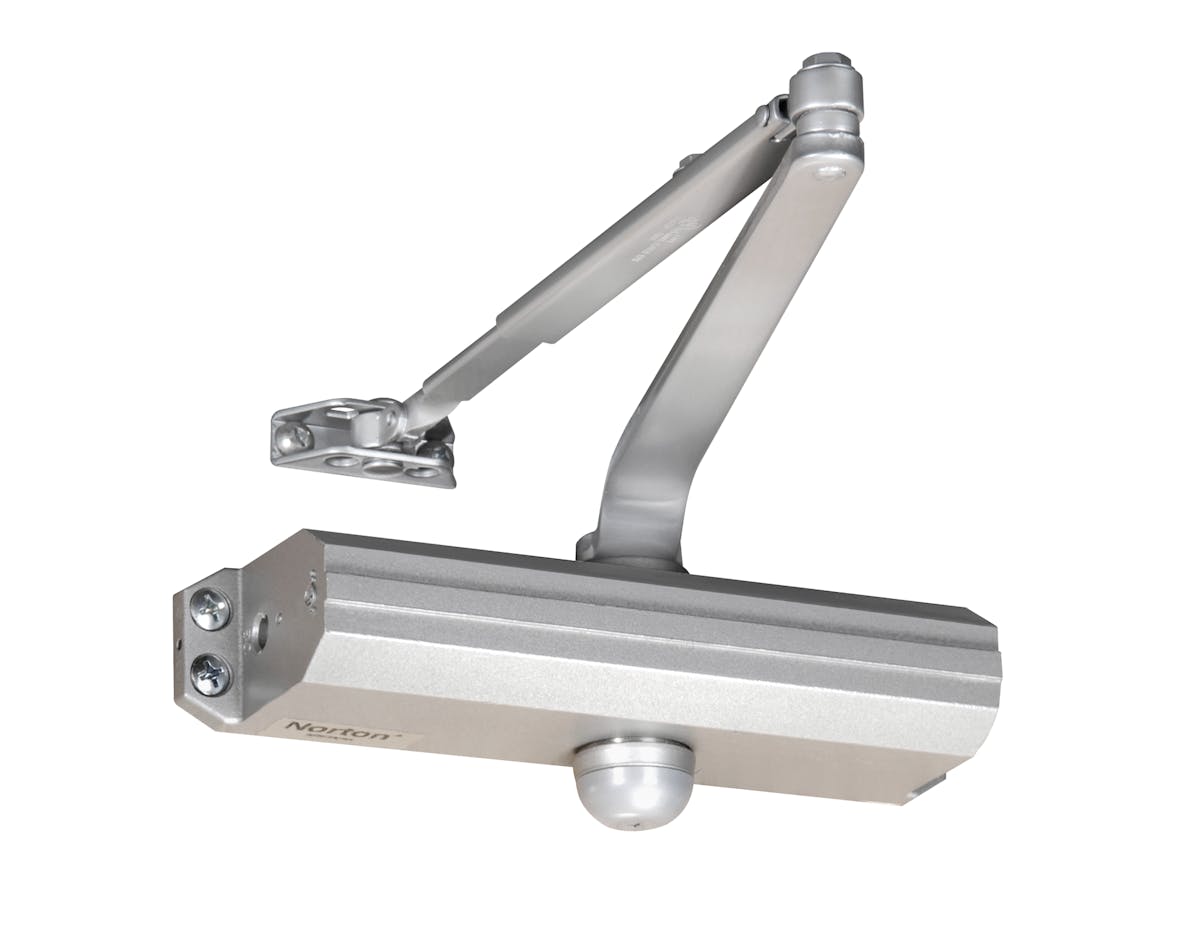 The Norton 9300BC is a durable door closer designed for commercial exterior and interior doors, such as storefront and industrial applications.