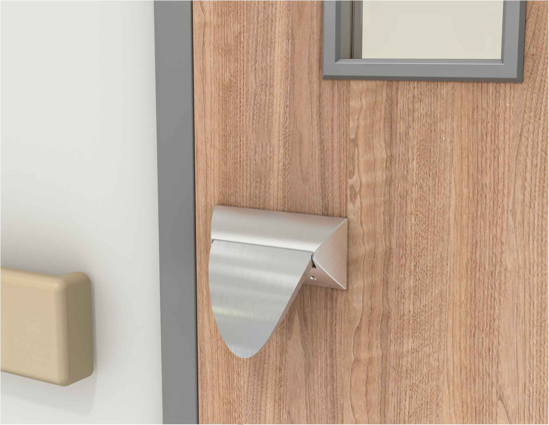 Paddle trim is a mechanical way to introduce door hardware that doesn't have to be grasped by a hand to open a door.