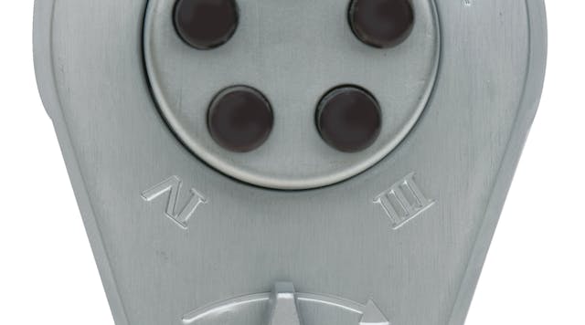 An early Simplex mechanical push-button lock, one of the first stand-alone locks on the market.