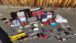 Image 1: A wide range of tools are necessary for a safe-opening job. Image 1: A wide range of tools are necessary for a safe-opening job.