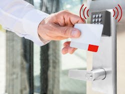 Using a so-called smart card (13.56 megahertz) improves the security of an electronic access control system. Using a so-called smart card (13.56 megahertz) improves the security of an electronic access control system.