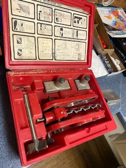 Images 3 and 4: The Emhart door jig and tools for Kwikset locks. Images 3 and 4: The Emhart door jig and tools for Kwikset locks.