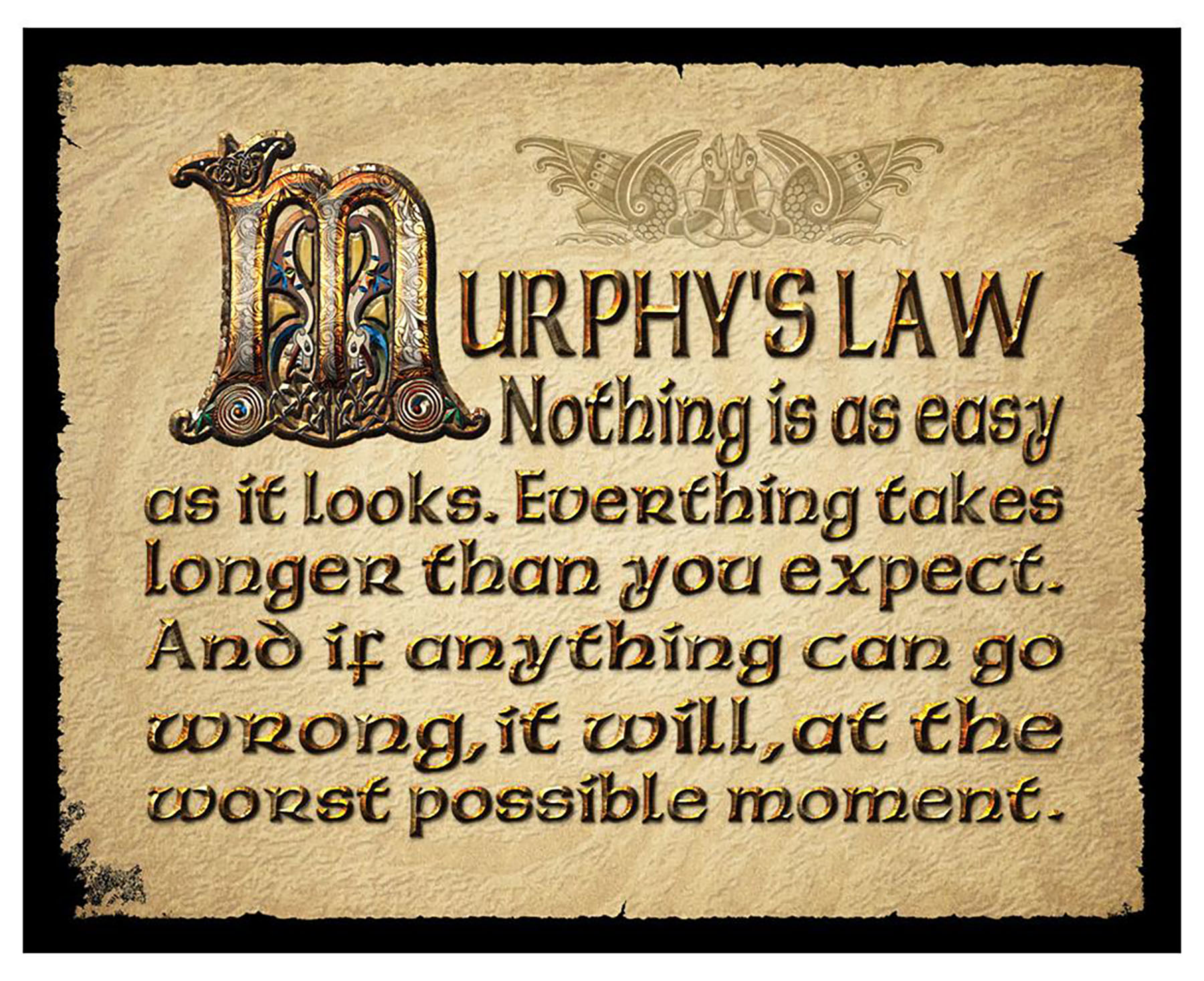 Image 1: A copy of the traditional version of Murphy&rsquo;s law that hangs on the wall of my office