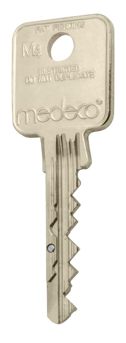 Medeco&rsquo;s M4 key has a moveable shuttle pin (lower left) that makes it impossible to copy via 3D printing.