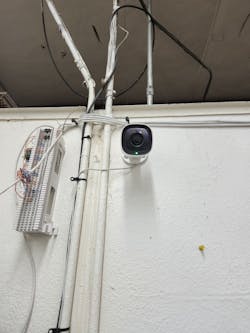 Image 2: Zip ties allow the power cord to follow the existing surface-mount conduit to the power outlet. Image 2: Zip ties allow the power cord to follow the existing surface-mount conduit to the power outlet.