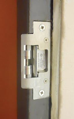 No-cut electric strike installed No-cut electric strike installed