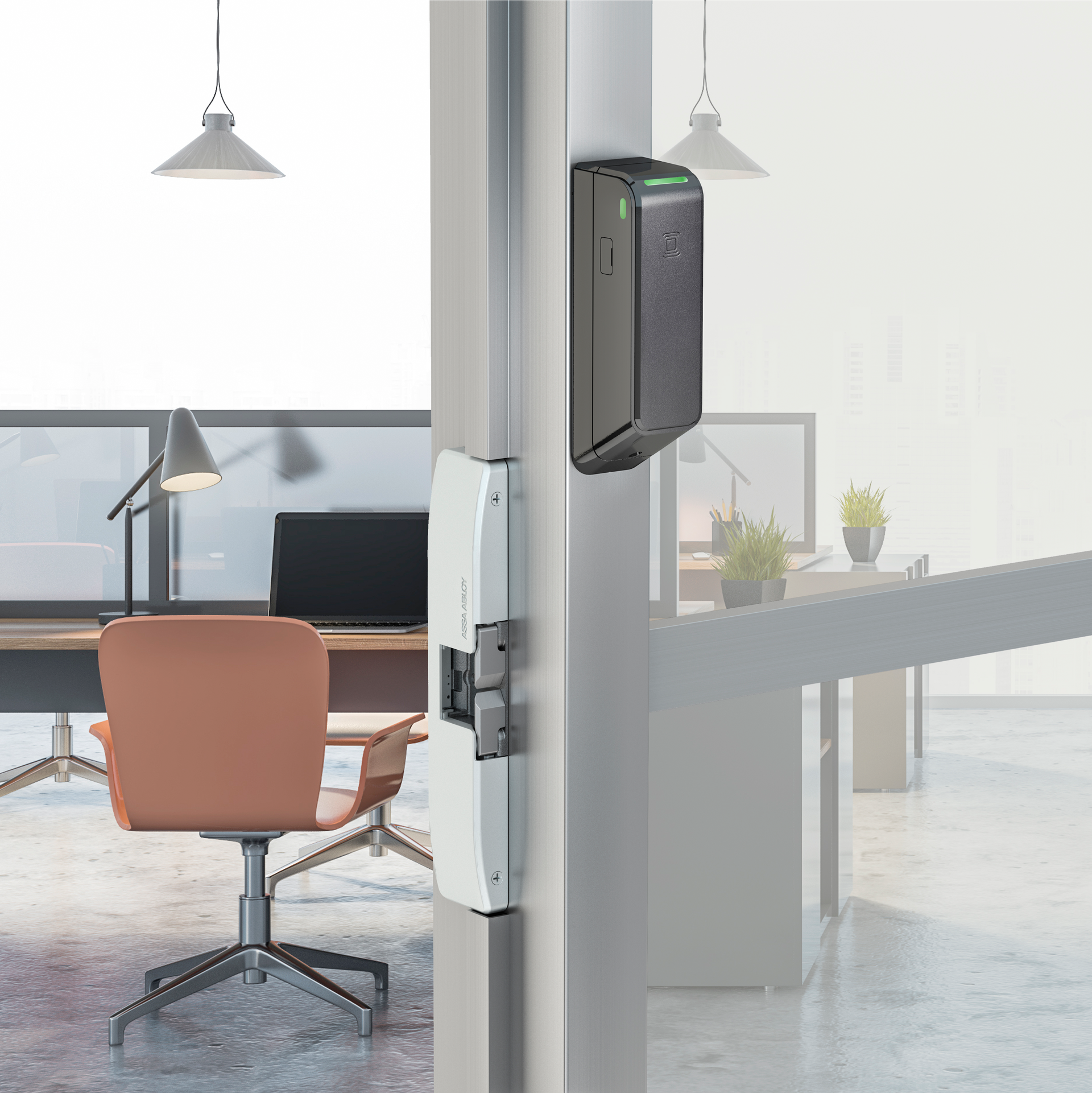 The Securitron DR100, with the relay mounted beneath the reader