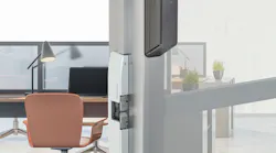 The Securitron DR100, with the relay mounted beneath the reader