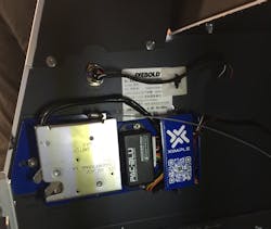 A PAC-BLU ACCESS-Mini with a spring-loaded cabinet lock and a tri-color button wired into it for an ATM A PAC-BLU ACCESS-Mini with a spring-loaded cabinet lock and a tri-color button wired into it for an ATM